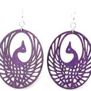 Phoenix Bird Earrings Wood image 1
