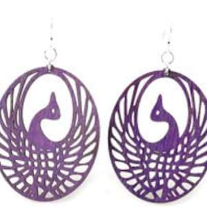 Phoenix Bird Earrings Wood image 1