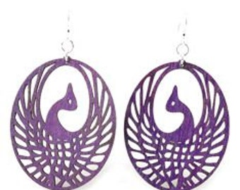 Phoenix Bird Earrings - Wood