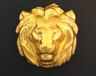 Lion Brass Stamping Jewelry Making Supply Leo Lion Head Made in the USA DIY Golden Lion