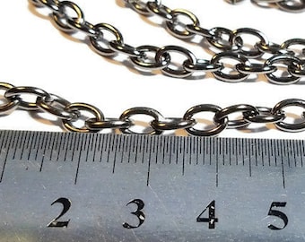 Gunmetal Silver Patina Cable Chain 7.2 mm x 5.5 mm Links Bulk DIY Jewelry Supplies 10 Feet length Metal Necklace Chain Jewelry Making Supply