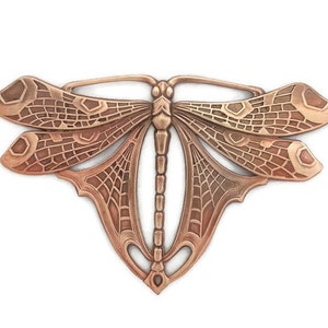 Art Nouveau Art Deco Dragonfly Raw Brass Butterfly Large Focal 99 x 63mm Stamping from Antique Molds for Art Nouveau image 2