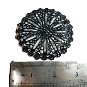 Black Pendant Focal Base Beading Pendant Black open lace design large circle beading Blue Moon pendant Leather work Resin beading image 1