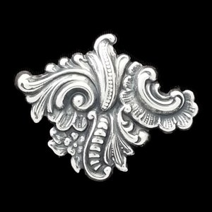 Silver Plated Brass Rococo Nouveau Floral Corner Diamond Stamping Vintage Tooling Perfect for DIY Art Made in the USA Brass