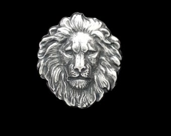 Bright Silver Stamping Lion Head Large