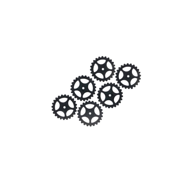 Steampunk Large Gears in Black Brass 25mm Qty 6 Lot Assemblage Altered Art Made in the USA