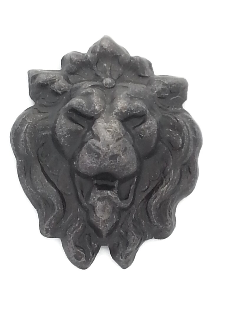50OFF FREESHIP Black Brass Small Lion Head Face Qty 7 Stamping 34mm x 27mm Perfect for Steampunk Art Made in the USA Brass