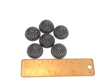 Vintage NOS Morrocan Mosaic Floral High Dome Round Cabochons 9 Piece Lot Black and white, Pink and White 18mm to 27.5mm New Old Stock