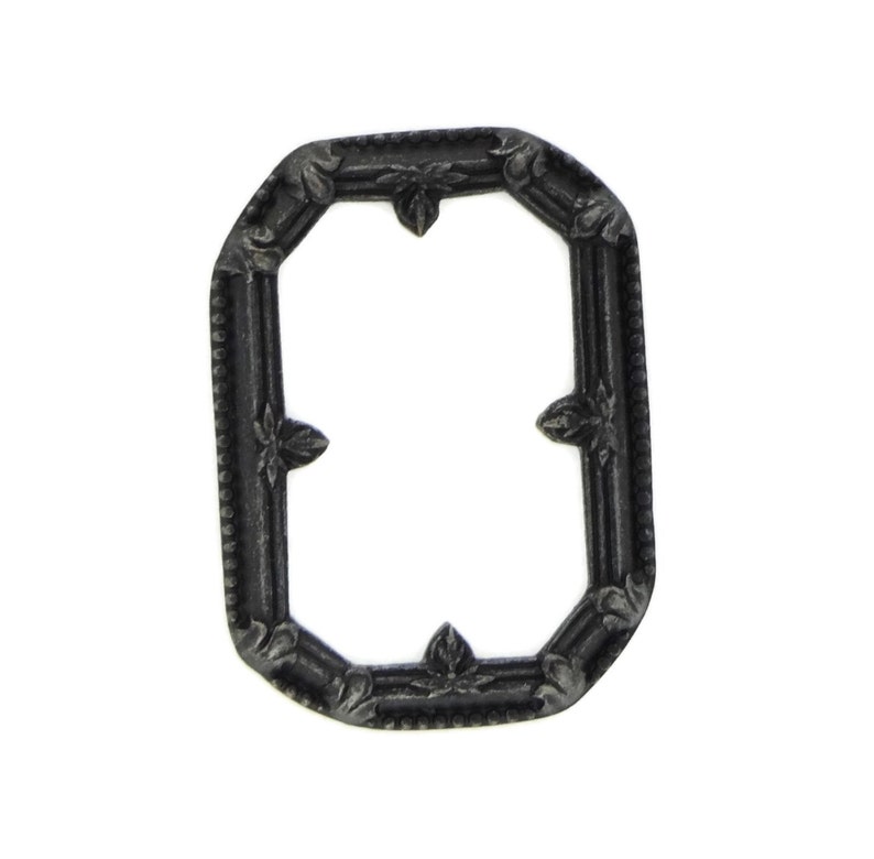 Black Brass Stamping Octagon Frame Settings Heirloom Quality Focal for Jewelry Making Qty 9 Made in the USA Dr Brassy Steampu