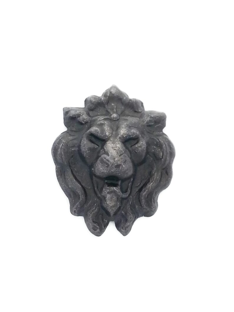 50OFF FREESHIP Black Brass Small Lion Head Face Qty 7 Stamping 34mm x 27mm Perfect for Steampunk Art Made in the USA Brass