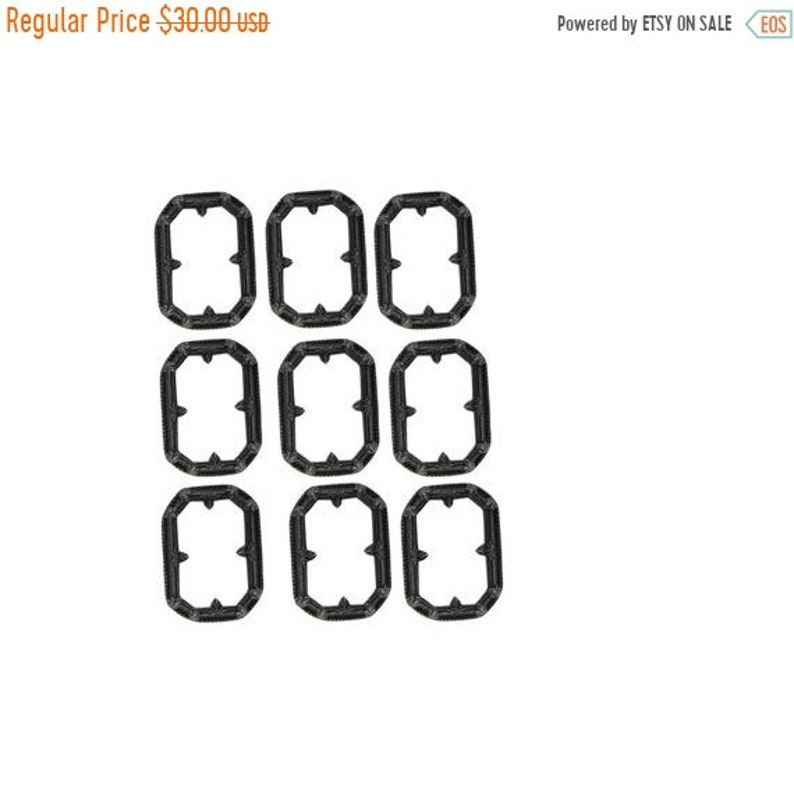 Black Brass Stamping Octagon Frame Settings Heirloom Quality Focal for Jewelry Making Qty 9 Made in the USA Dr Brassy Steampu