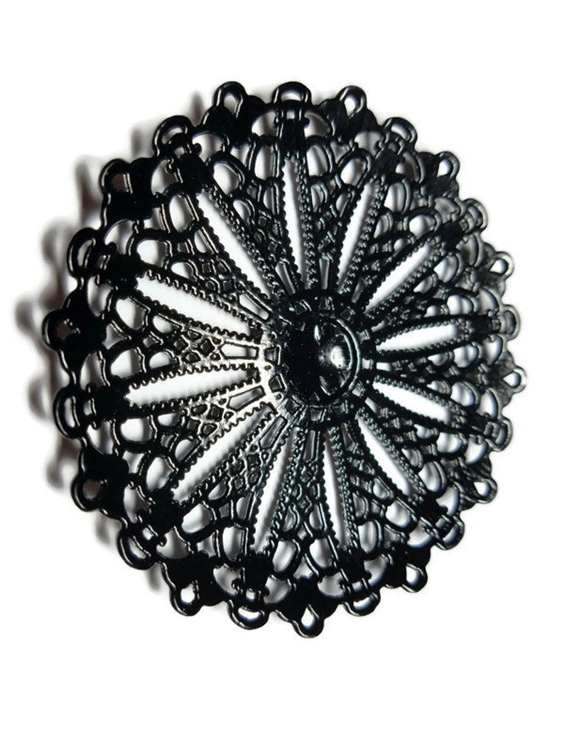 Black Pendant Focal Base Beading Pendant Black open lace design large circle beading Blue Moon pendant Leather work Resin beading image 2