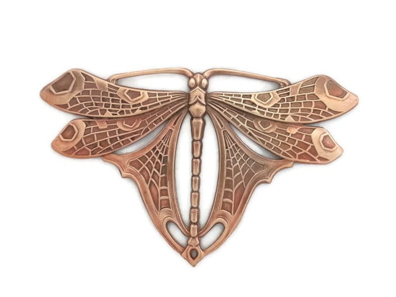 Art Nouveau Art Deco Dragonfly Raw Brass Butterfly Large Focal 99 x 63mm Stamping from Antique Molds for Art Nouveau image 2