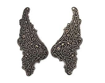 Filigree Wings in Ox Brass Stampings 55 mm x 23 mm Qty 1 Pair One Made in the USA