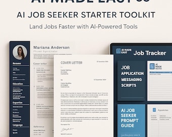 AI Job Seeker Starter Toolkit – Resume Template, Cover Letter (Digital Download)