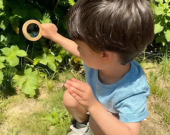 Personalized Wood Magnifying Glass, Montessori Kids Toy