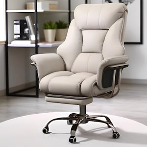 Ergonomic PU Leather Office Chair with Wheels – Swivel Task Desk Chair for Home Office & Computer Workstations