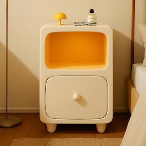 Modern White Bedside Table with Drawers – Nordic Nightstand Storage for Bedroom, Minimalist Dorm Room Furniture