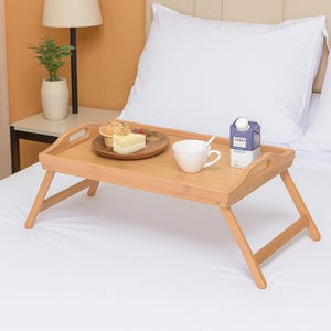 Foldable Bamboo Bed Tray Table: Breakfast, Laptop, or Drawing