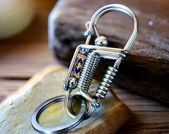 Handmade 316 Stainless Steel Keychain: Industrial Minimalist Key Ring for Men