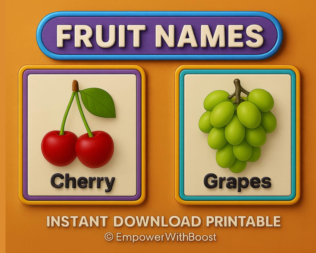 Fruit Flashcards for Kids | Printable Fruit Name Cards | Preschool ...