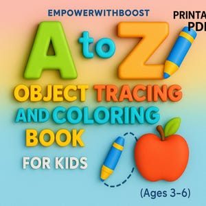 A to Z Tracing and Coloring Book for Kids | Alphabet Object Learning Activity Pages
