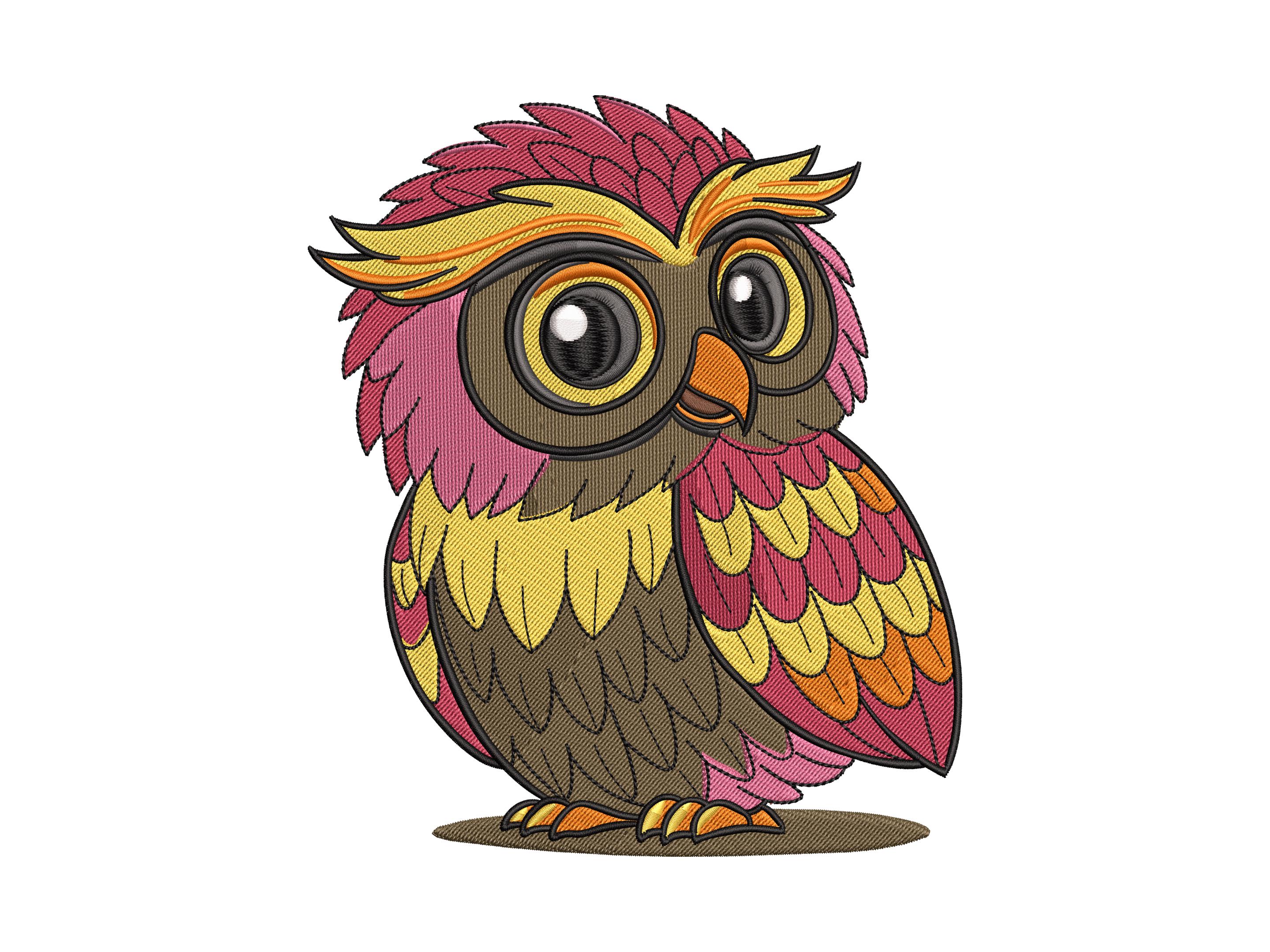 Cute Owl Embroidery Design – Woodland Bird Machine Embroidery File for Fall & Boho Decor (