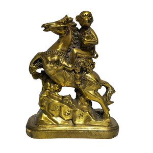 Brass Monkey On Horse Statue, Feng Shui Instant Promotion Career Decor & Lucky Gift
