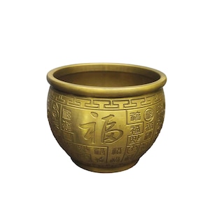 Antike Bronze Hundred Fu Treasure Bowl, Feng Shui Fortune Pot, verheißungsvolles Geschenk