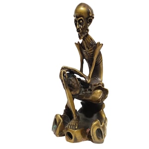 Vintage Bronze Ascetic Monk Statue, Meditation Zen Decor & Unique Spiritual Collector Gift