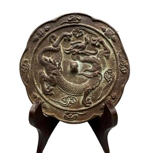 Antiek bronzen spiegel met drakenpatroon, feng shui-rijkdomdecor en gunstig cadeau