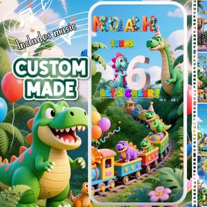 Dinosaur Birthday Invitation Video, Custom Dino Park Party Evite, Animated Jurassic Kids Invite, Digital Video