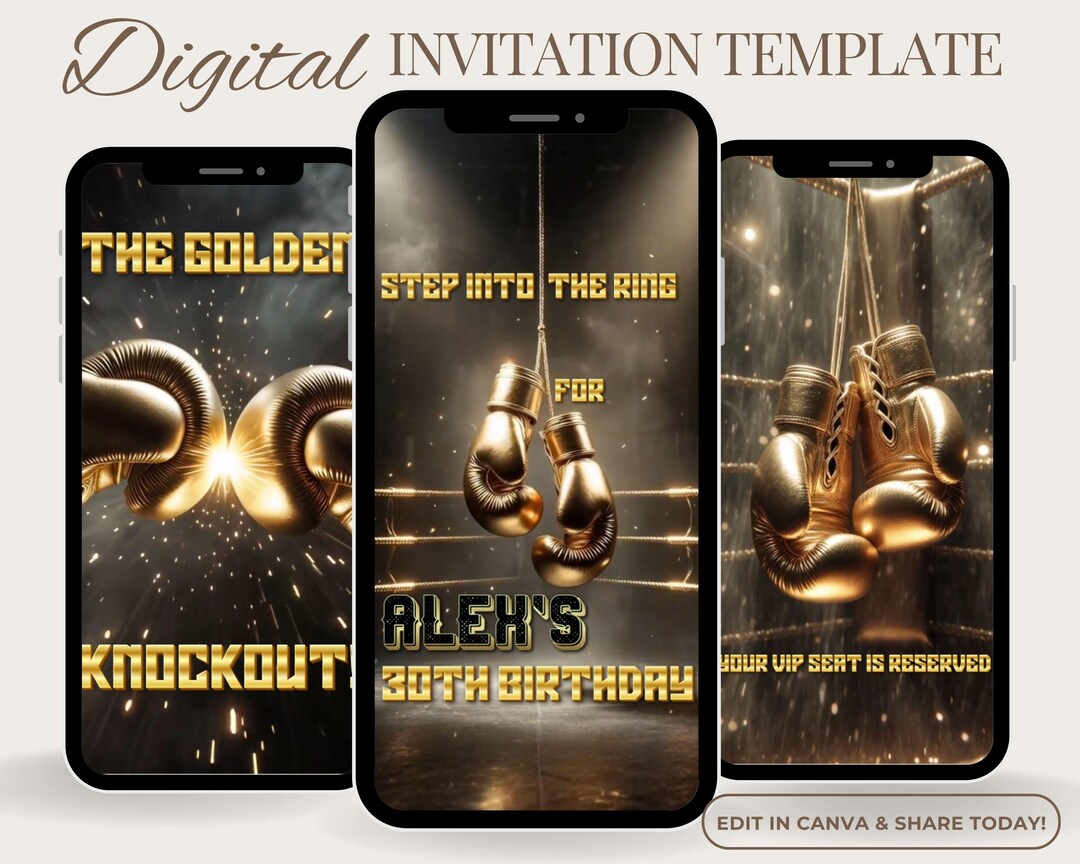 Boxing Training Invitations Boxing Birthday Video Invitation Custom Made, Animated Fight Night ...