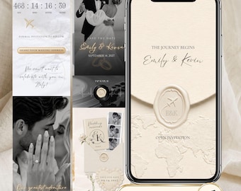 Destination Wedding Save the Date Website, Travel Wedding Invitation, Digital Canva Template, Interactive Wedding Website, Wedding Countdown