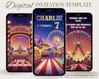 Carnival Birthday Invite, Circus Birthday Invitation, Carnival Party Video, Custom Made Digital Evite for Kids