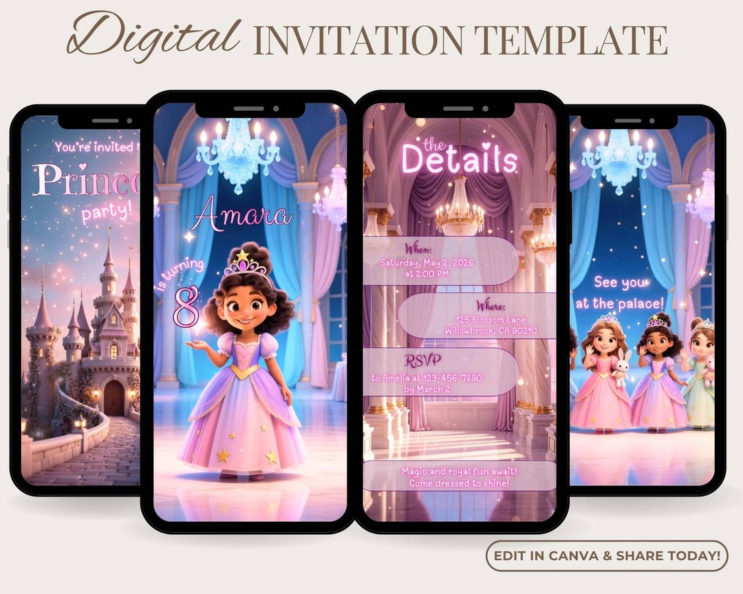 Princess Invitation, Princess Birthday Invite, Afro Princess Party ...