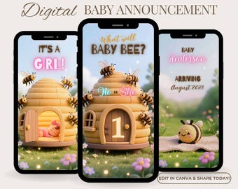 Bee Gender Reveal, What Will Baby Bee Girl Reveal, It’s a Girl Animation, Honey Bee Gender Reveal Invitation Video Download