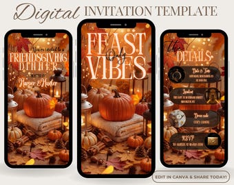 Thanksgiving Invitation, Editable Friendsgiving Video Evite, Autumn Party Video Template, Canva Digital Download, Fall Gathering Invite