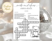 Baby Shower Crossword Puzzle, Personalized Word Game, Custom Printable Baby Shower Activity, Crossword for Guests