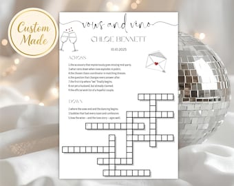 Bridal Shower Crossword, Custom Puzzle, Editable Word Game, Personalized Bridal Table Activity, Wedding Shower Printable Game
