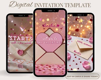Will You Be My Valentine, Valentines Proposal, Editable Valentine Invite, Digital Valentine Template