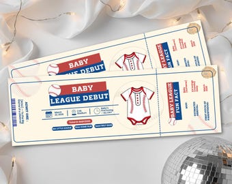 Baseball Pregnancy Announcement Ticket, Editable Baby Reveal for Grandma, Grandpa, Aunt, Uncle, Friend, Canva Template, Instant Download