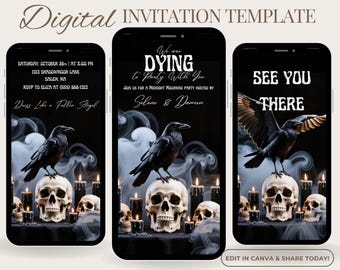Digital Halloween Party Invitation, Animated Costume Bash Evite, Editable Canva Video Invite for Haunted Mansion or Gothic Party