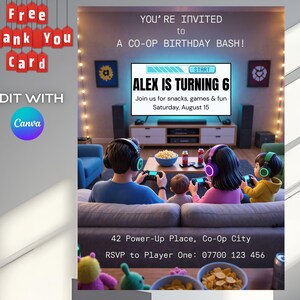 Gamer Birthday Invitation, Video Game Party Invite, Kids Gaming Party Editable Template, Gaming Birthday Printable for Boys or Girls