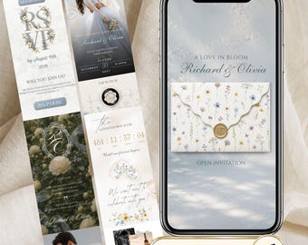 Wildflower Wedding Website Invitation, Editable Canva Wedding Website with RSVP, Floral Digital Invite, Music, Countdown