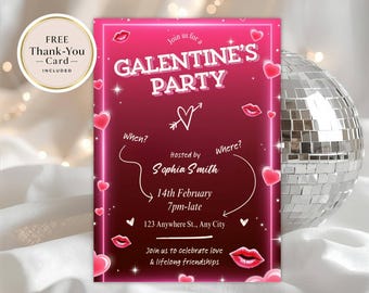Galentine’s Day Invitation, Galentines Invitation Digital, Editable Galentine Invite, Galentines Girls Night, Digital Download