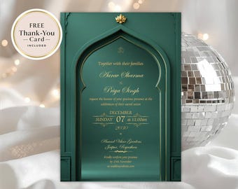 Indian Wedding Invite, Editable Indian Wedding Invitation Canva Template, Hindu & Mehndi Wedding Card, Printable Invitation
