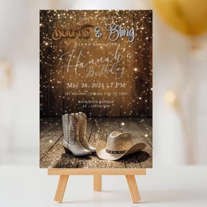 Boots and Bling Birthday Invitation, Editable Template, Cowgirl ...
