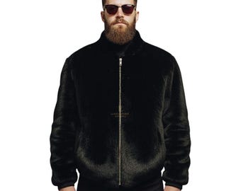 Handmade Black Mink Fur Bomber Jacket – Men's Luxury Winter Coat