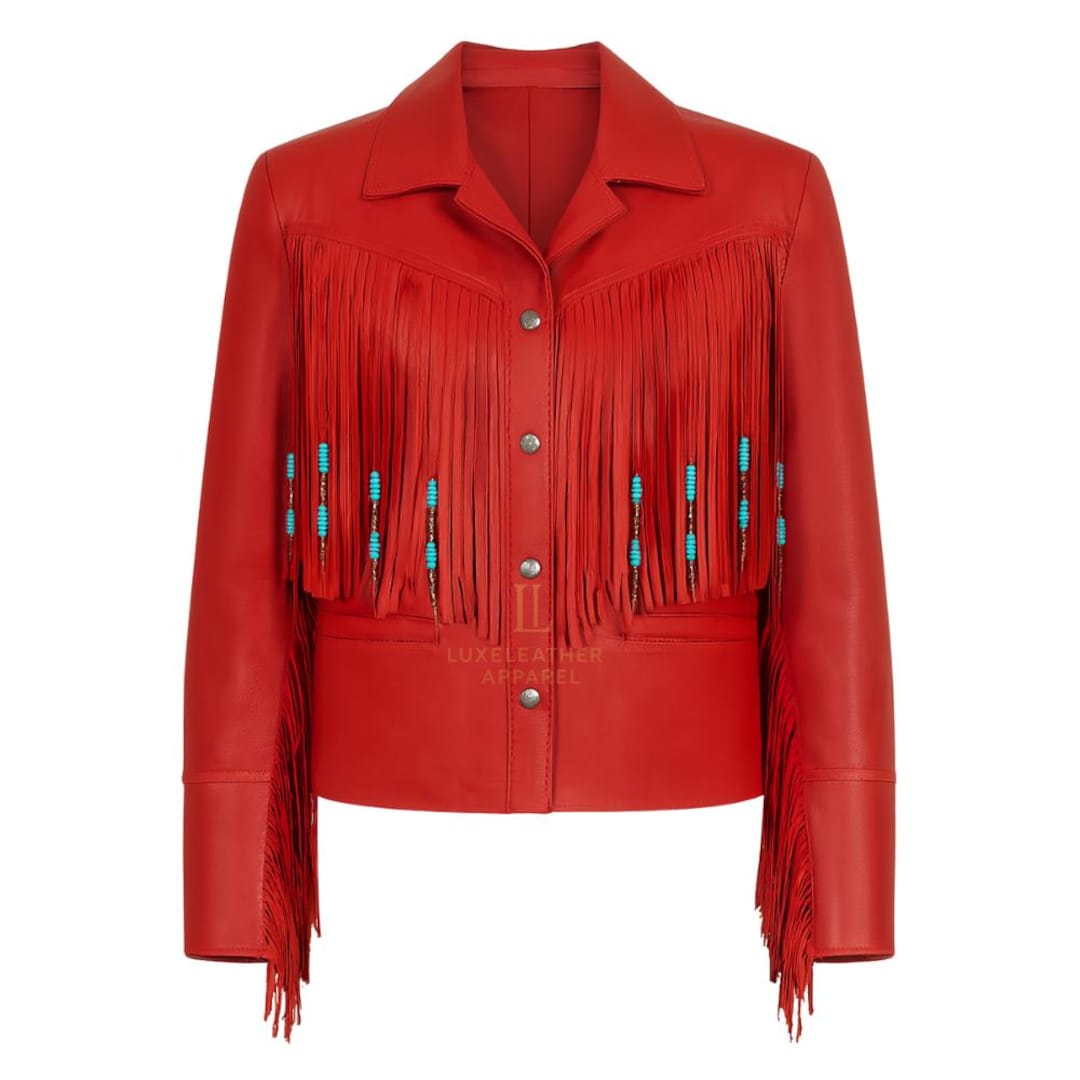 Red Ranch Jacket Handmade Red Sheep Leather Fringe Jacket: Western Rodeo Cowgirl Style ...